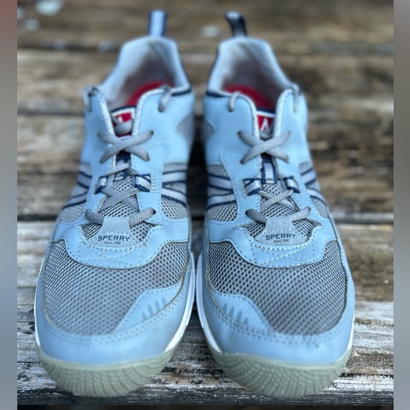 Sperry Harbormaster Men’s Gray Leather & Mesh Boating Shoes Size 11.5 - Picture 7 of 9